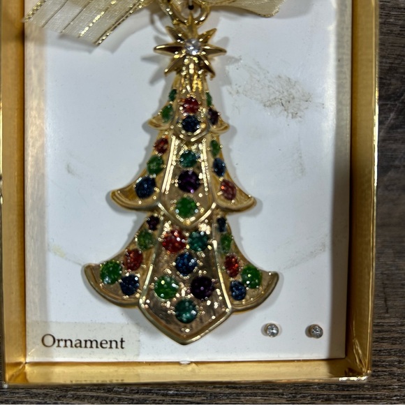 Christopher Radko Shiny Brite Gold Tone Christmas Tree Ornament & Earrings Set - Picture 4 of 7